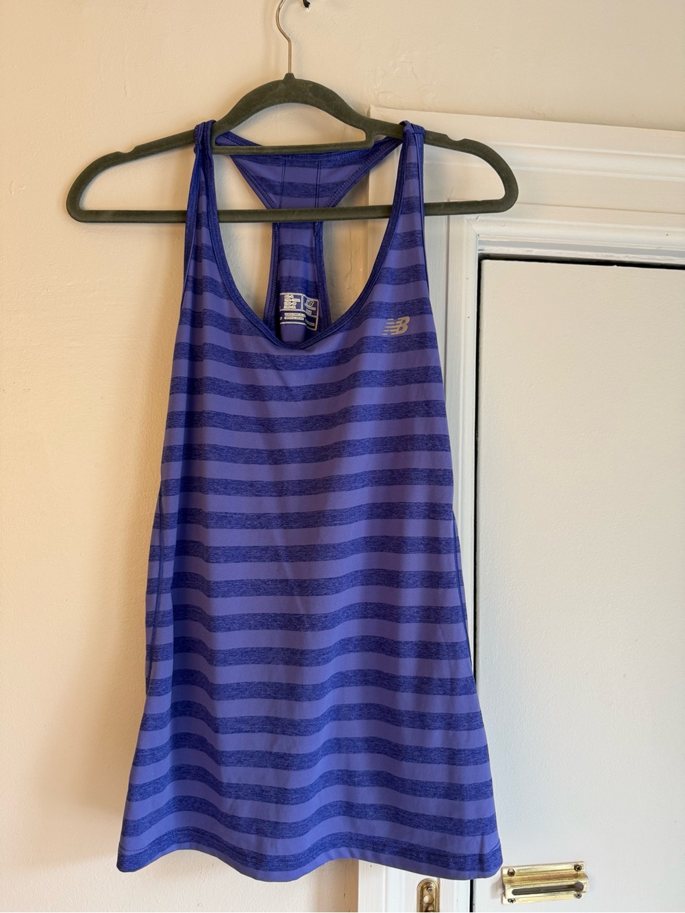 New Balance Women's Blue and Purple Striped Racerback Tank